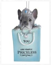 Puppy In Gift Bag Ornament Simply Priceless French Boxer Kurt Adler NEW E0270