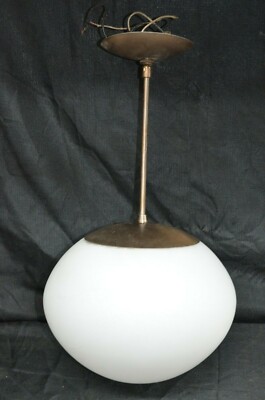 Vtg Frosted Round Glass Ball Ceiling Light Fixture Shade Globe