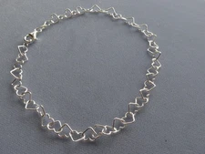 11" ANKLE BRACELET ITALIAN STERLING SILVER OPEN HEART STYLE 7mm  ITALY 925