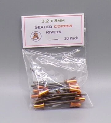 20 Pack 3.2mm x 8mm Sealed Copper Rivets for Live Steam-Mamod-SEL-ETC UK Seller