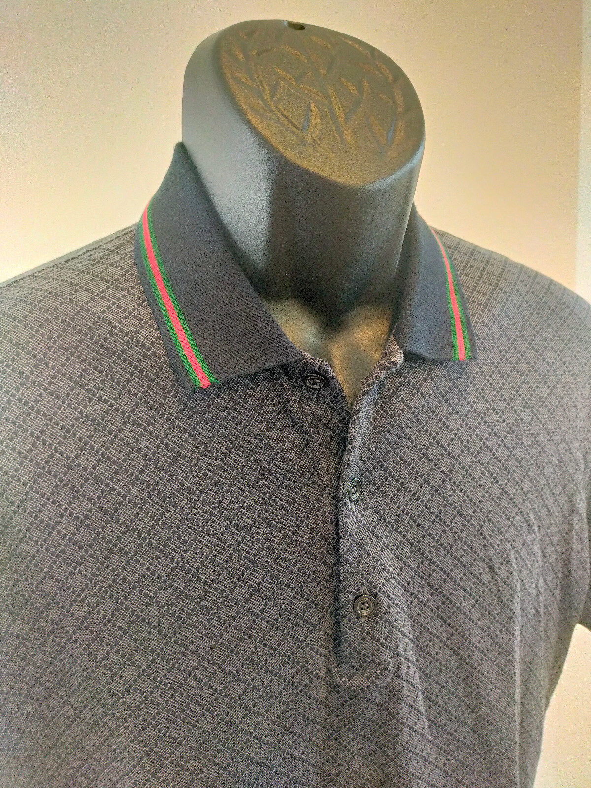 Gucci Diamond Patterned Dark Gray Polo Shirt Size… - image 17