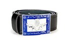  Heraldic Thistle Kilt Leather Kilt Belt and Buckle MG5 Chrome + Blue