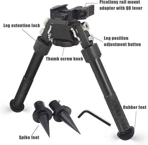 Adjustable V8 Rifle Bipod QD Lever for  Rail Mount 360 Degree Swivel - 第 3/17 張圖片
