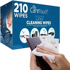 Care Touch Lens Wipes for Eyeglasses - 210 Individually Wrapped Pre-Moistened...
