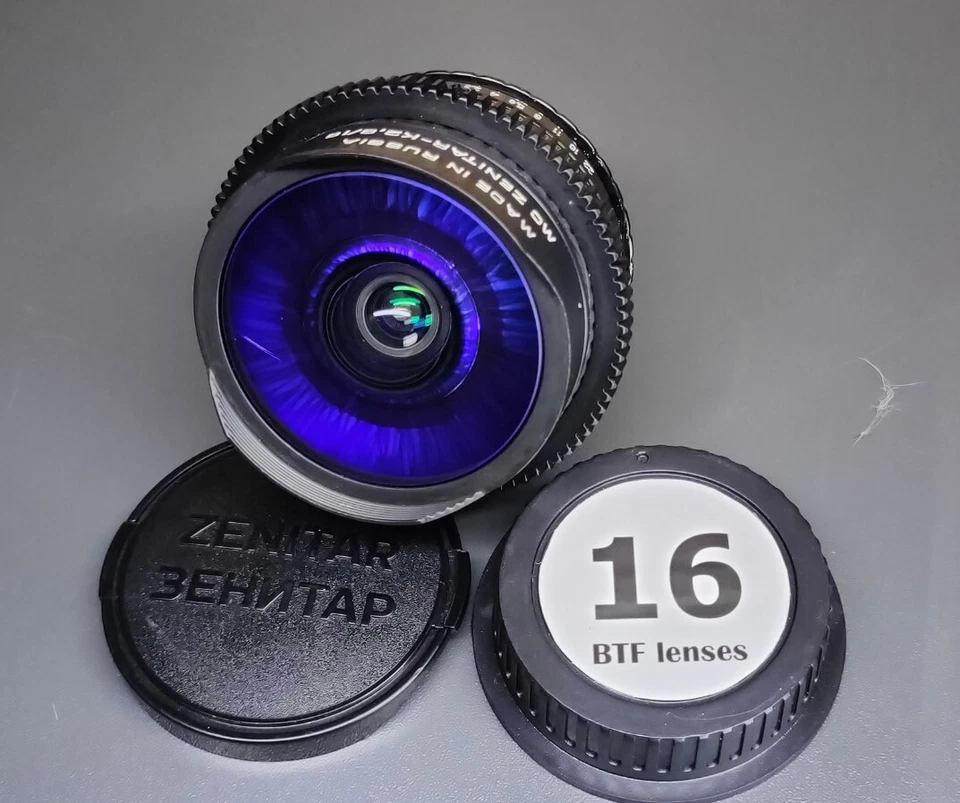 Zenitar 16mm f 2.8 LENTE SOVIÉTICA PÚRPURA ANAMÓRFICO Cine mod Canon EF ojo de pez Foto 2 de 4