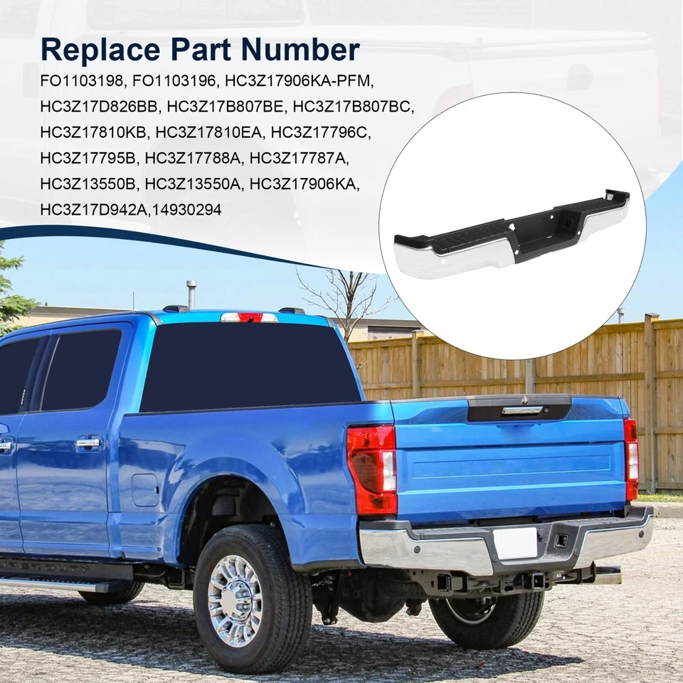 Rear Bumper Assembly Chrome For 2017-2022 Ford F-250 F-350 SuperDuty w/ Park Foto 4 de 4