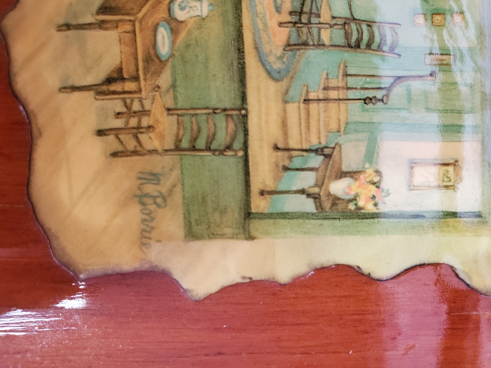 Vintage Mini Framed Wall of DOLL HOUSE (Carved wood glazed wall hanging)