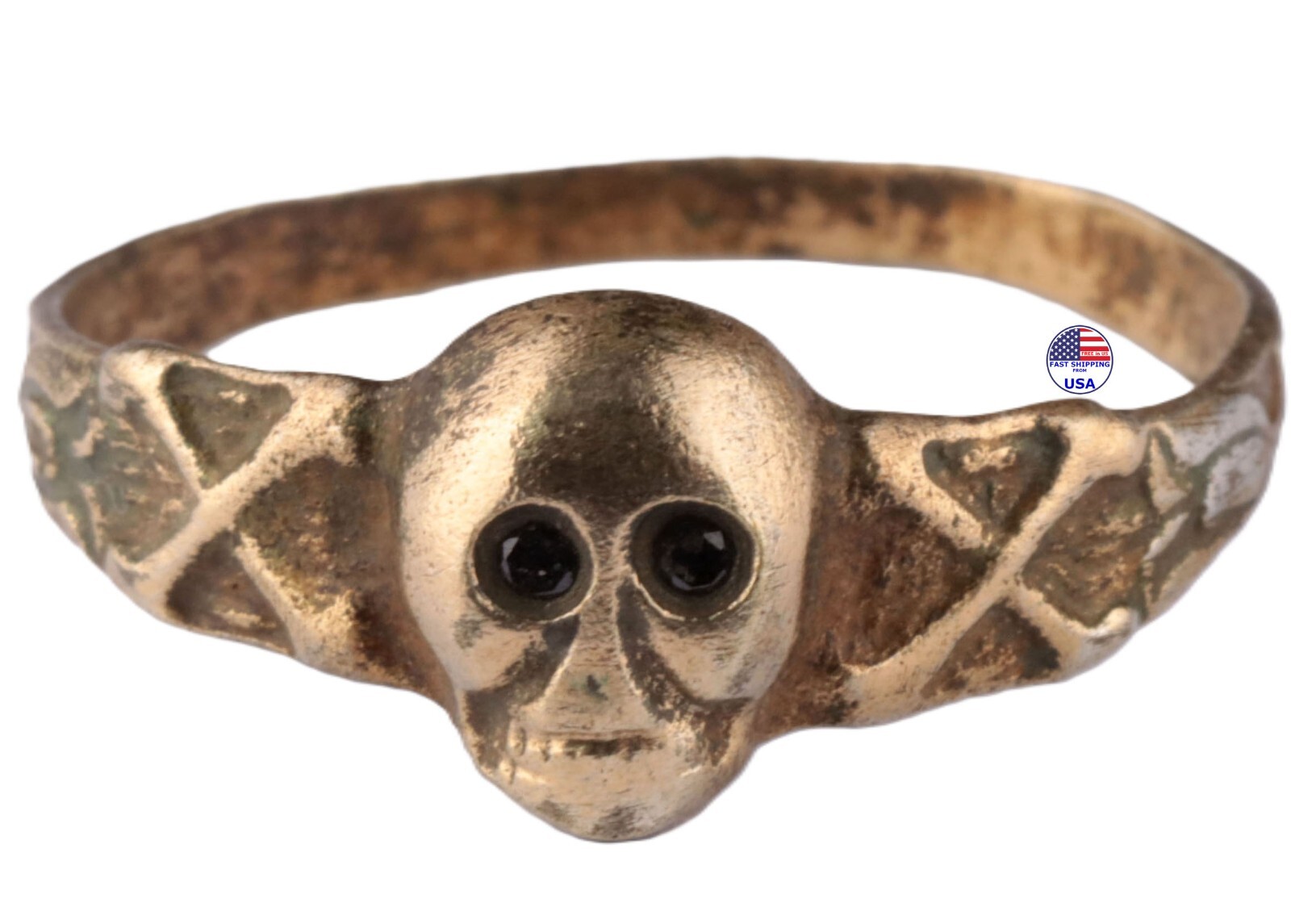 Ring Skull Double Bones Gothic brutal WW1 Death head WWI Skeleton WWII Goth WW2
