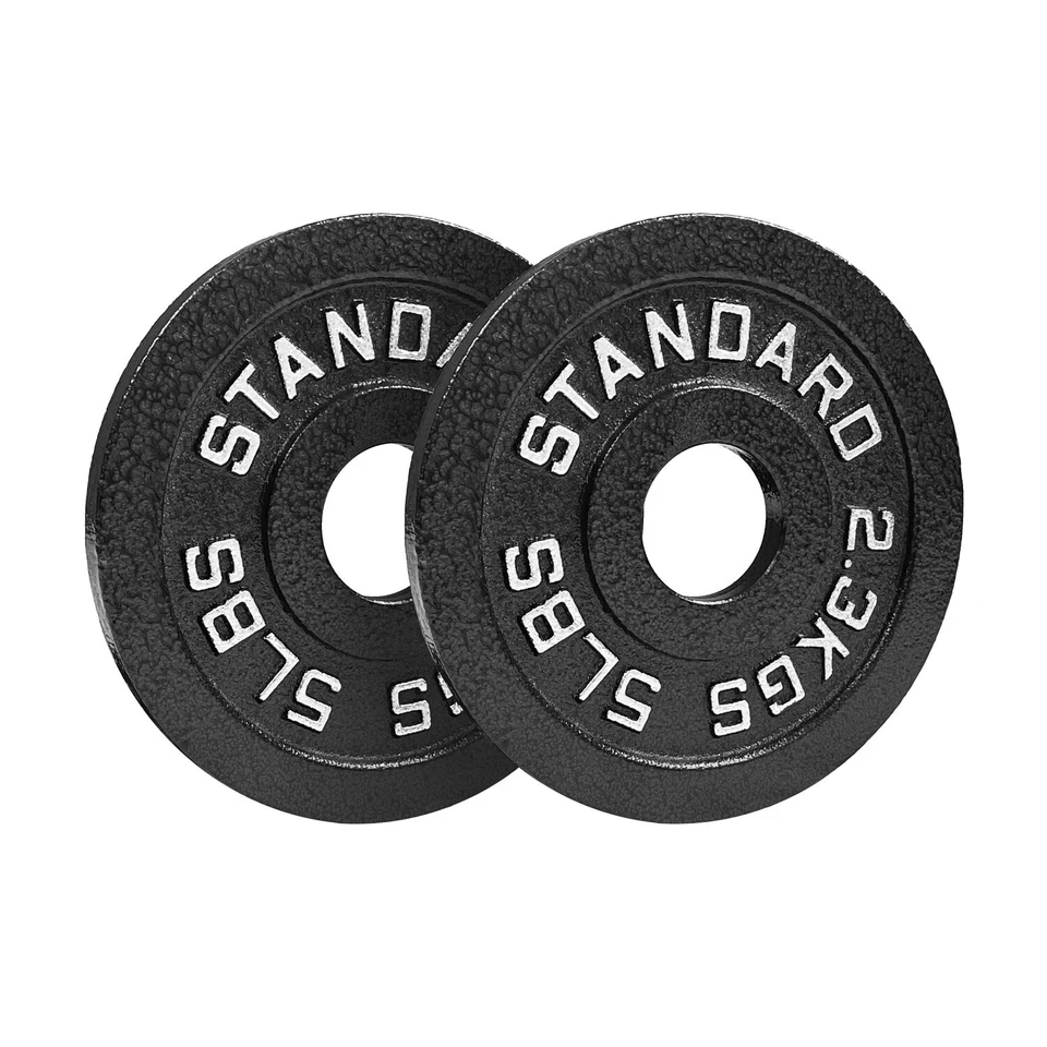 NEXO FITNESS Steel Olympic Plates 5LB Pair - Premium Coated 2x 5 Pound Weights for 2in Bars