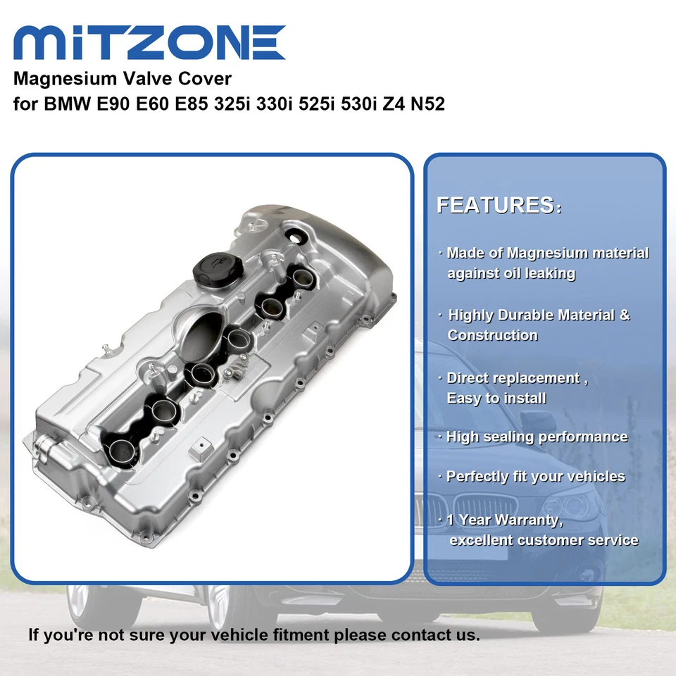 Cubierta de válvula de magnesio para BMW E90 E60 E85 325i 330i 525i 530i Z4 2006 2007 N52🚗 Foto 2 de 4