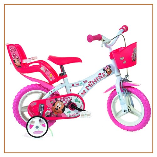 bici bicicletta 14 pollici per bambina minnie rotelle freno con porta  bambola | eBay