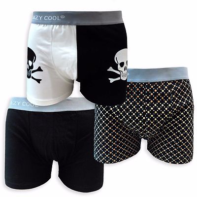Crazy Cool Men's Cotton Color Printed Boxer Briefs Underwear 3-Pcs, M, L, XL