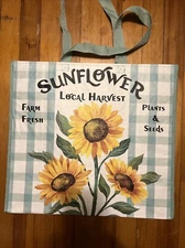 Marshalls Shopping Bag Local Farm Reusable Tote SUNFLOWERS 🌻GINGHAM NWT