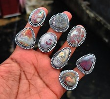 Natural Crazy Lace Agate Gemstone Handmade Rings Jewelry For women