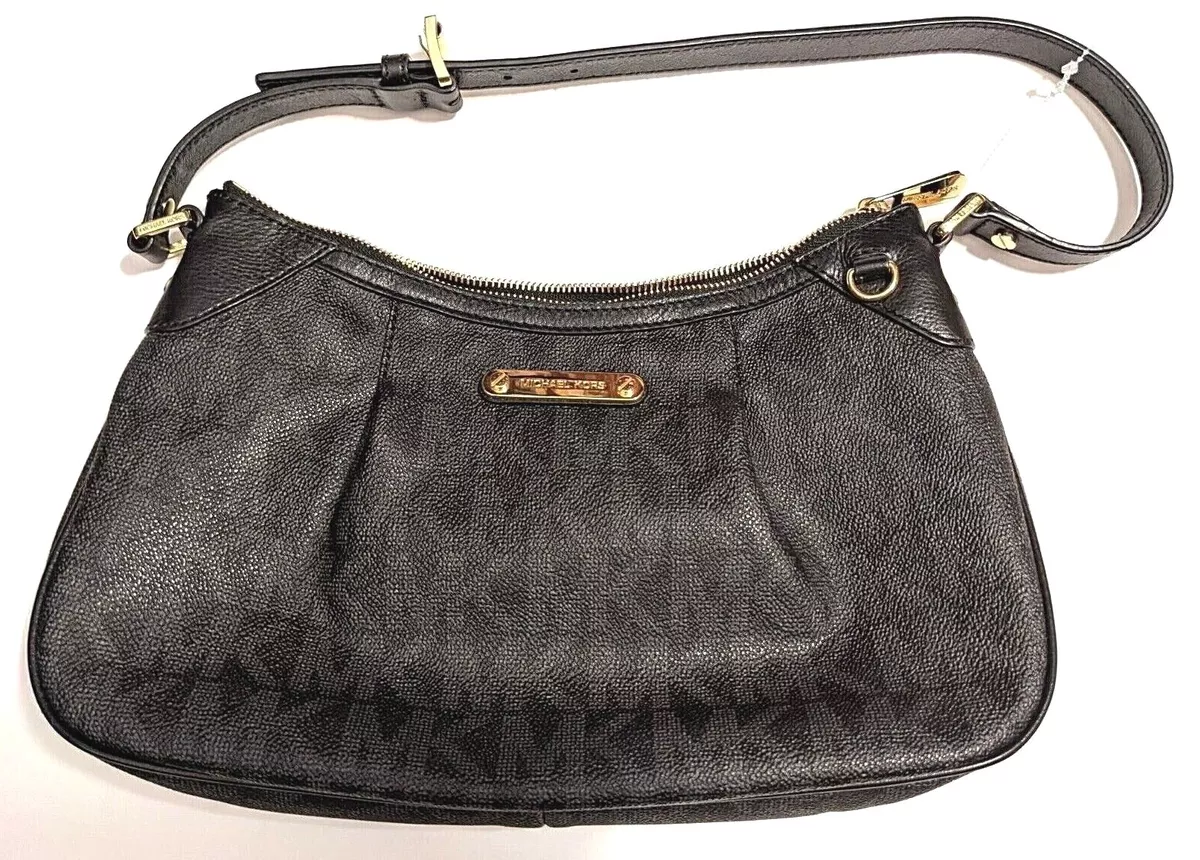 New Authentic Michael Kors AP 1211 Black Leather Purse Shoulder Bag Medium Size