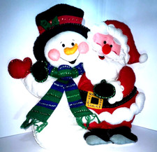 Design Works Christmas Felt Santa and Snowman Wall Decor, Complete, Finished