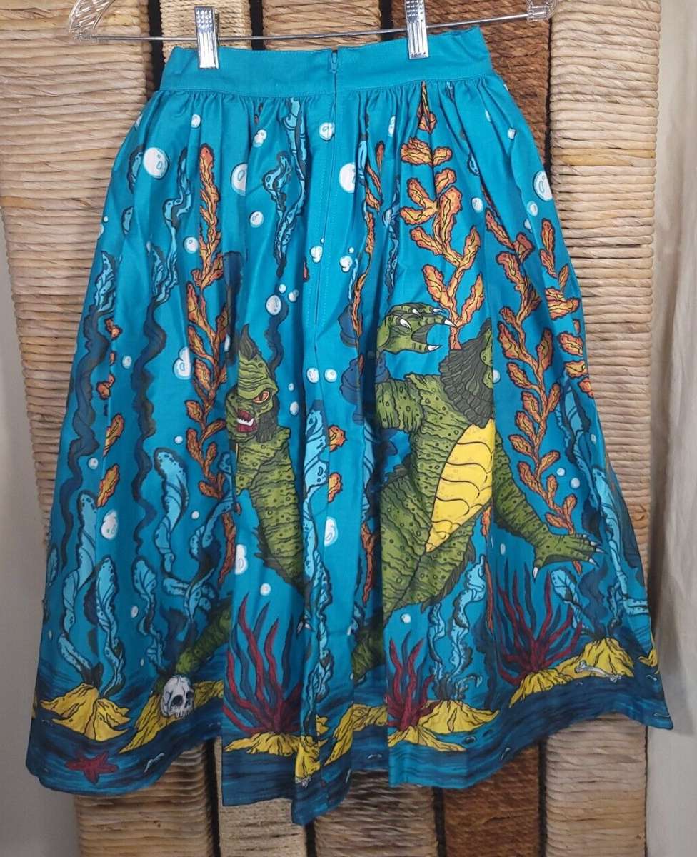 NWT Vixen by Micheline Pitt Size XS Swing Skirt Creature Black