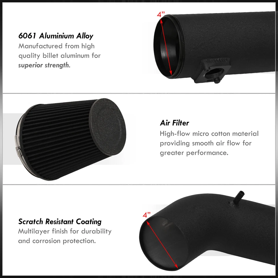 Black Cold Air Intake Kit For 2009-2013 Chevy Silverado 1500 4.8 5.3 6.0 6.2 V8 — 第 2/4 张图片