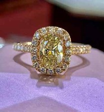 2Ct Oval LabCreated Yellow Citrine Halo Engagement Ring 14k Yellow Gold Plated
