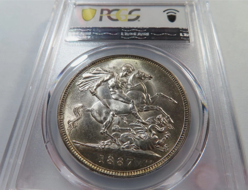 :1887 VICTORIA LVI JUBILEE HEAD GREAT BRITAIN SILVER CROWN PCGS MS62 RARITY R4 - Image 3 of 3