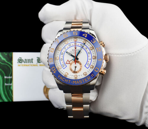 ROLEX - 44mm 18kt Rose Gold & SS YachtMaster II Blue Hands 116681 - SANT BLANC - Picture 3 of 9
