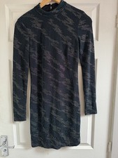 Topshop Black Glitter Long Sleeve Bodycon Mini Dress – UK 8 ✨