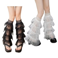 Women s Ruffle Lace Leg Warmers Flared Boot Cuffs Thigh Highs Socks Streetwear