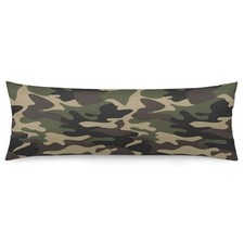 Body Pillow Cover Army Greenuflage Long Pillowcase with Zipper Brown Green Camo