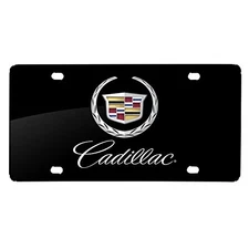 Cadillac 2013 Dual Logo UV Graphic Black Stainless Steel License Plate