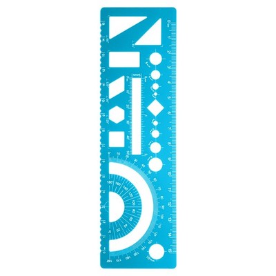 Multifunctional Geometric Rulers 15cm Metric and SAE Math Ruler, Blue
