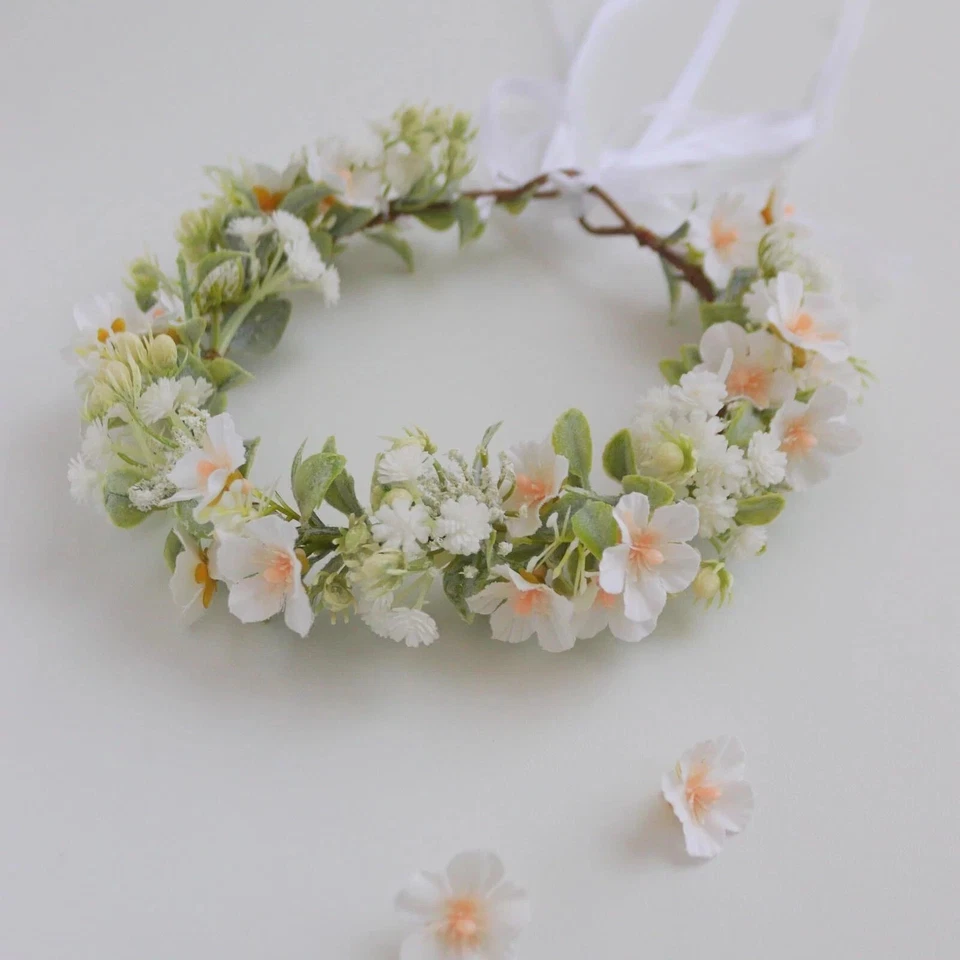 Faixa de cabeça floral folha verde nupcial coroa eucalipto festivais de casamento P... - Imagem 2 de 4