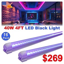 16Pack UV Black Light Led Bar 4FT 40W with US Plug Easy Installation Party D cor
