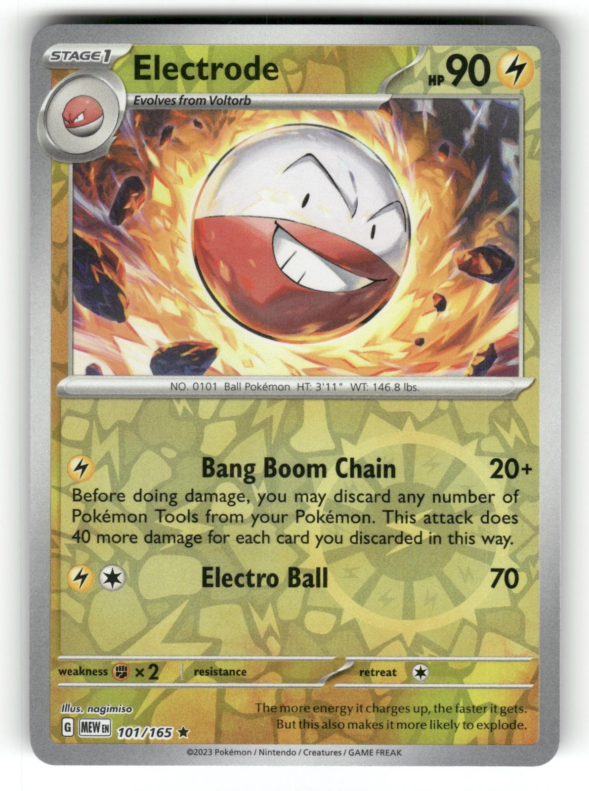 Electrode NM 101/165 Reverse Holo 151 Pokemon Rare