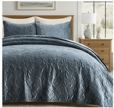 EVERGRACE Velvet Quilt Set King Size, Luxurious Soft Striped Channel Bedding Set