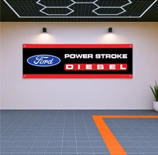 Ford Power Stroke Diesel Flag Banner 71x24" – Garage or Truck Decor