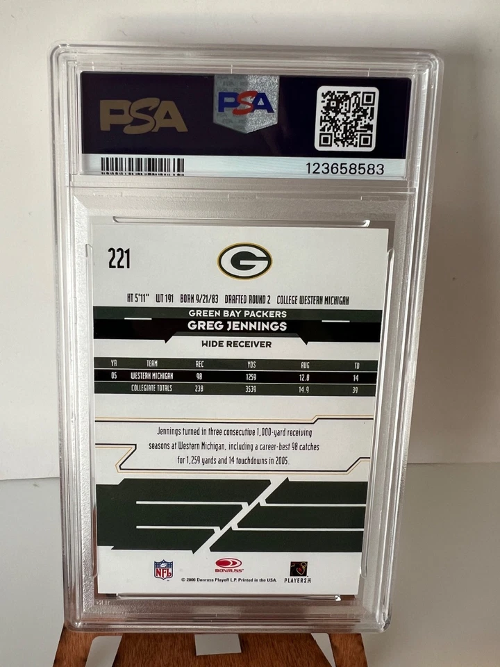 Greg Jennings 2006 Rookies & Stars Longevity RC automático 01/10 PSA 7 Green Bay Foto 2 de 2