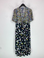 Seraphine Black Floral Maxi Dress Short Sleeve Tie Front Maternity UK 14