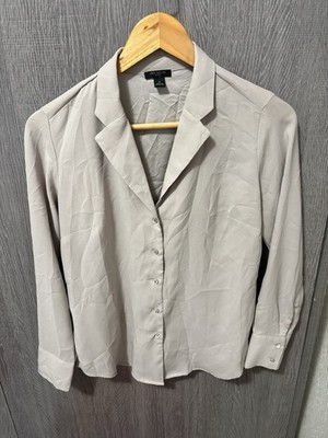 Ann Taylor Women's Button-Up Blouse, Ice Blue with Jewel Buttons, SP