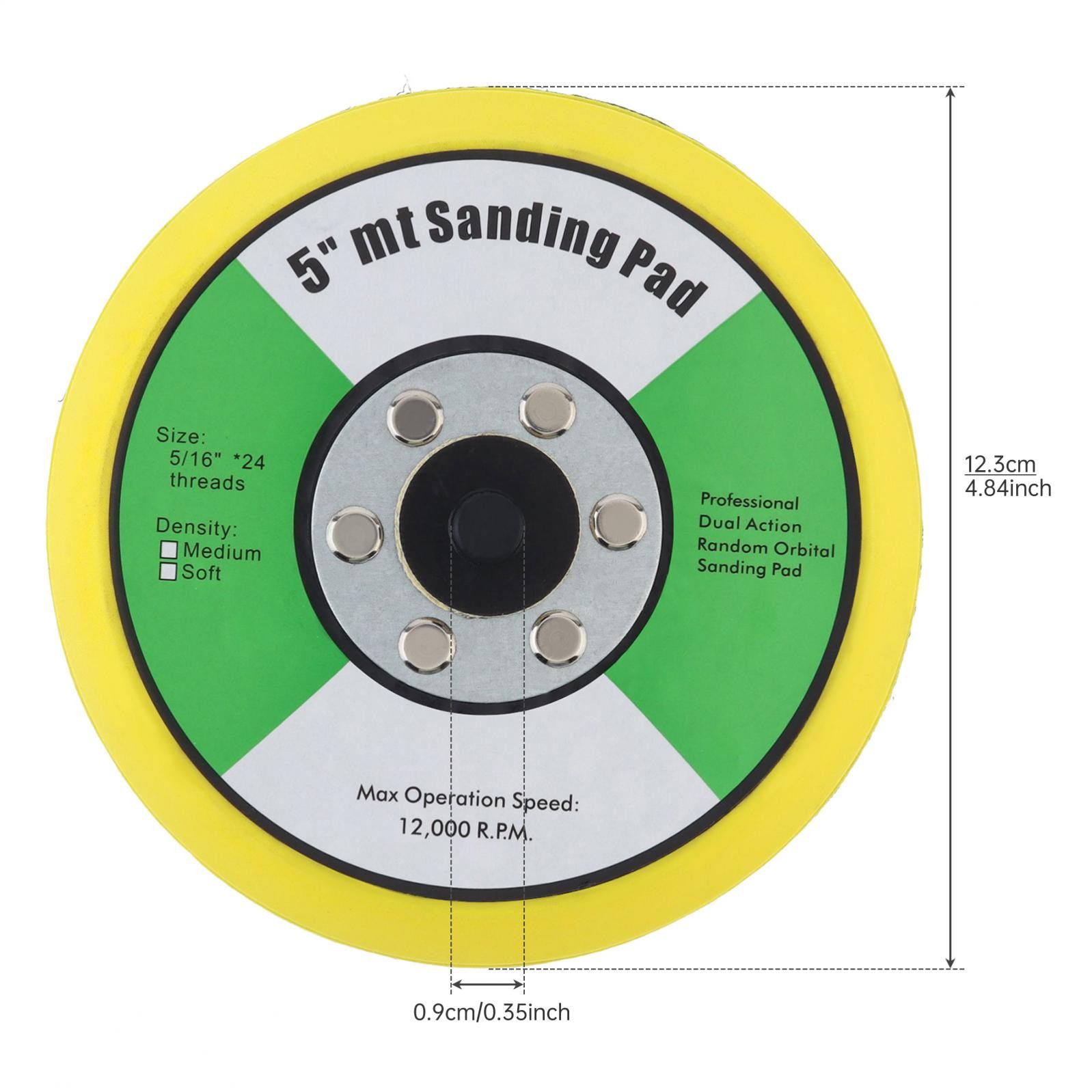5" Hook and Loop Backing Pad for Air Sander Polisher, 5/16" 