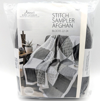 Annie s Sampler Knit Afghan Pattern Blocks 22-24 Premier Yarns Everyday #4 Steel