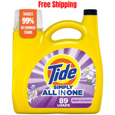 Tide Simply All-In-One Liquid Laundry Detergent, Berry Blossom Scent, 89 Loads