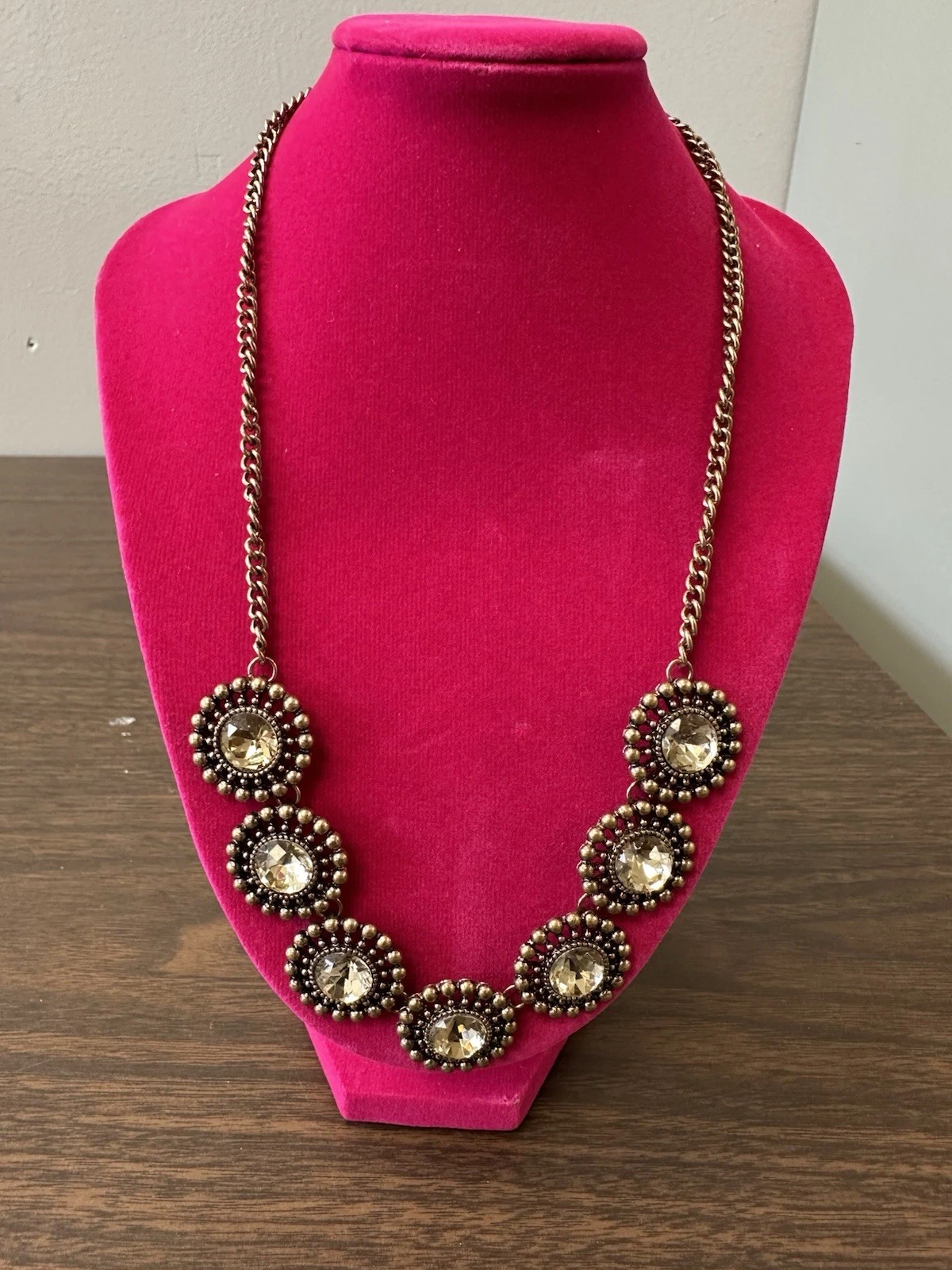 VETEMENTS Collana dichiarazione strass fiori da 18" a 20" regolabile tono bronzo boho elegante