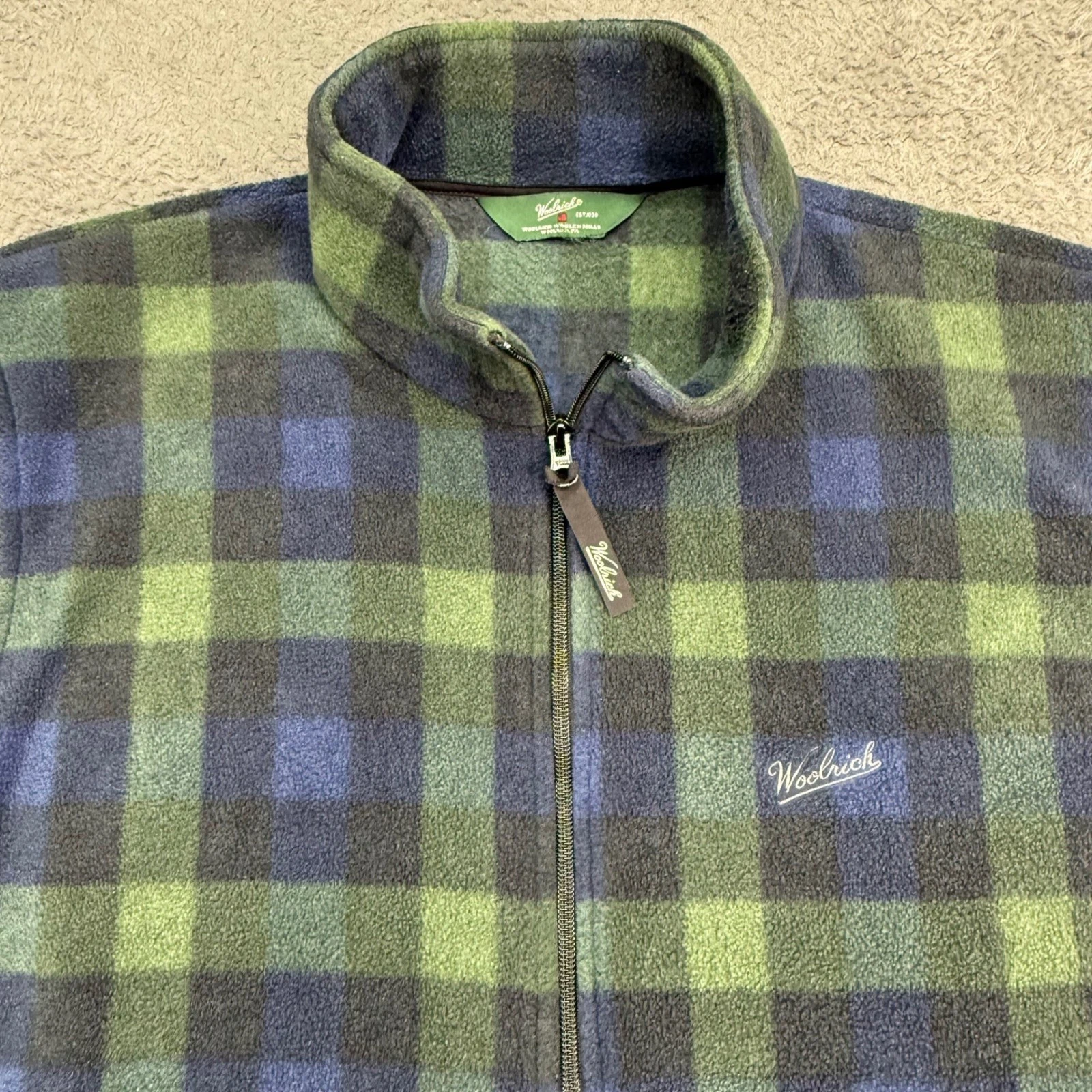 Woolrich Fleece Vest Mens XL Green Blue Plaid Full Zip Gorpcore Soft Layer 1749
Opens in a new windo