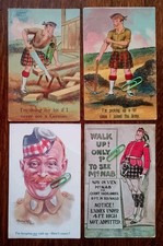 4 x Scottish Military themed Artist Comic Postcards Scotland history Propaganda