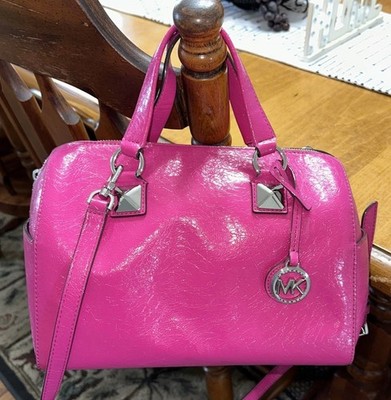 Michael Kors New Grayson Medium Duffle Satchel Bag Wild Berry Leather NWOT!