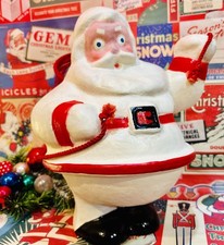 Vintage Christmas 1940 HARRY & DAVIDPulp Papier-Mâché SANTA Candy Container WOW