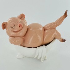 Pigs in tub, on the loo with mobile phone ornament quirky toilet bathroom decor