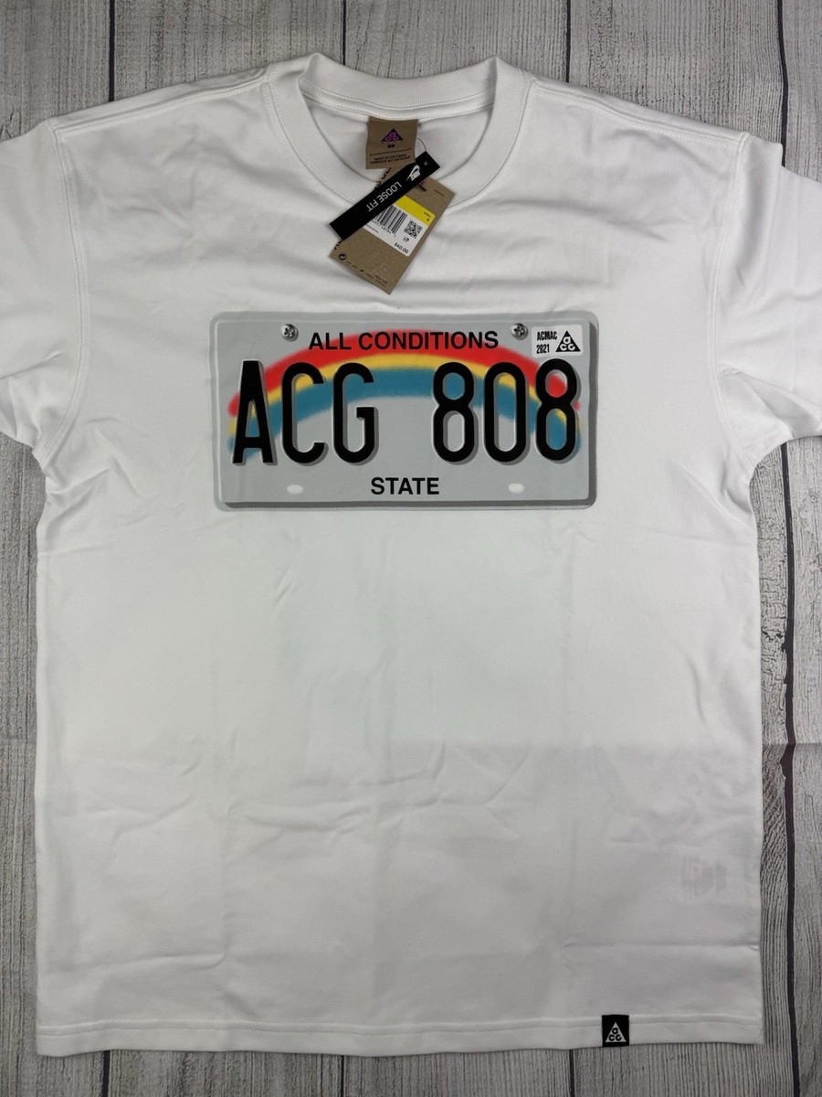 NWT! NIKE ACG Hawaii License Plate 808 Graphic T-Shirt White Sz