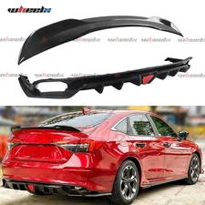 For 2022-26 Honda Civic LED Rear Bumper Diffuser + SI Style Sport Trunk Spoiler