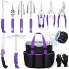 Purple Garden Tool Set - 11PCS Heavy Duty Tools with Storage Bag & Weeder